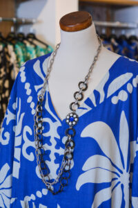 donna taglie forti florerale blu