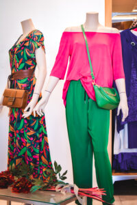 donna taglie forti verde rosa