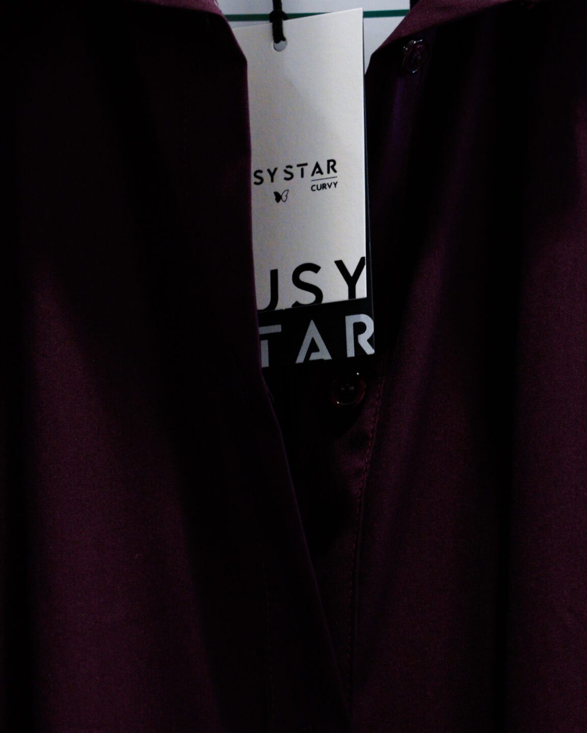 Abiti donna taglie comode: dettaglio di un vestito scuro elegante collezione primavera estate SS26.
